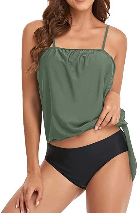 Crop Top Women - Женский танкини: кроп-топ на тонких бретелях,