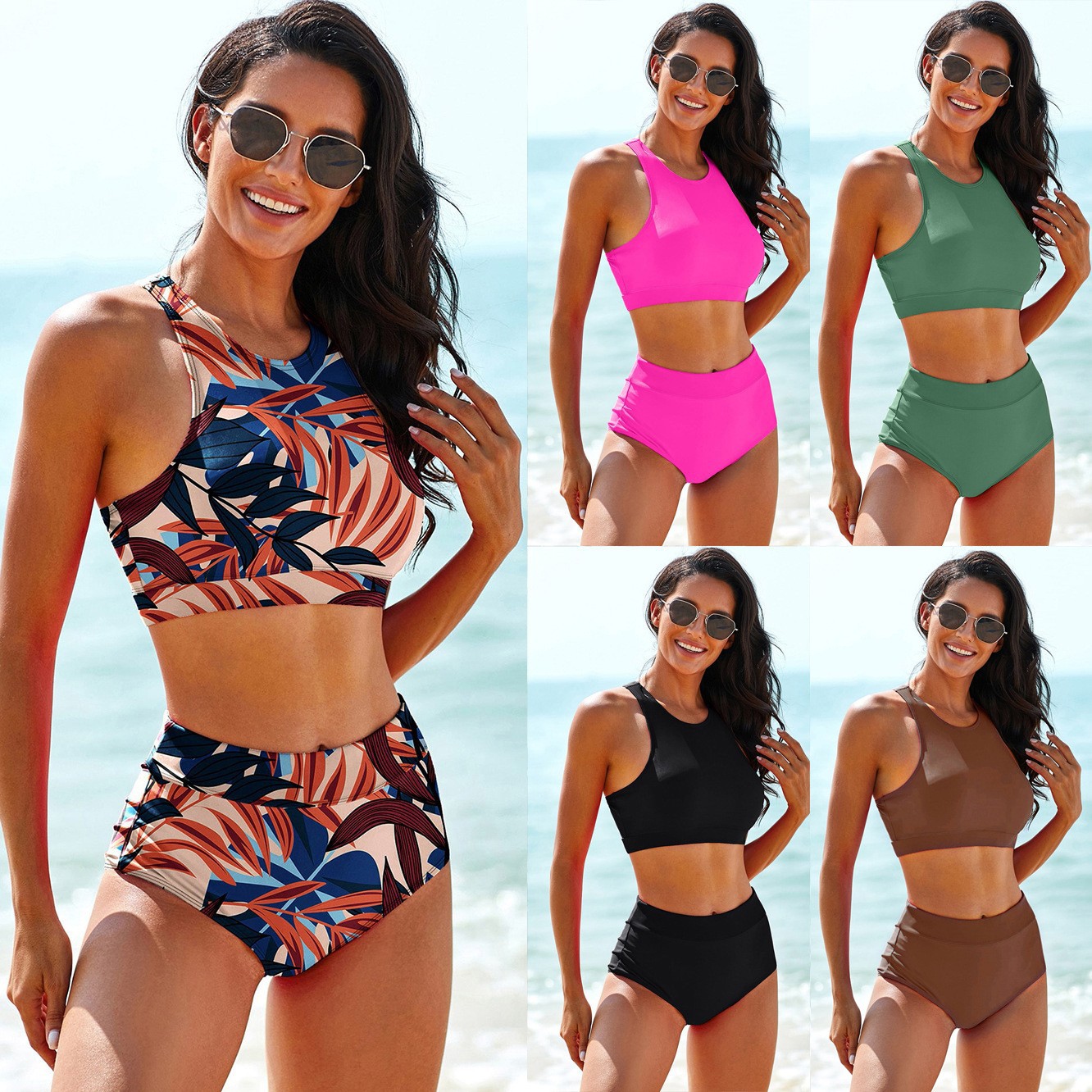 Crop Top Women - Женские купальники: однотонный танкини, танкини с