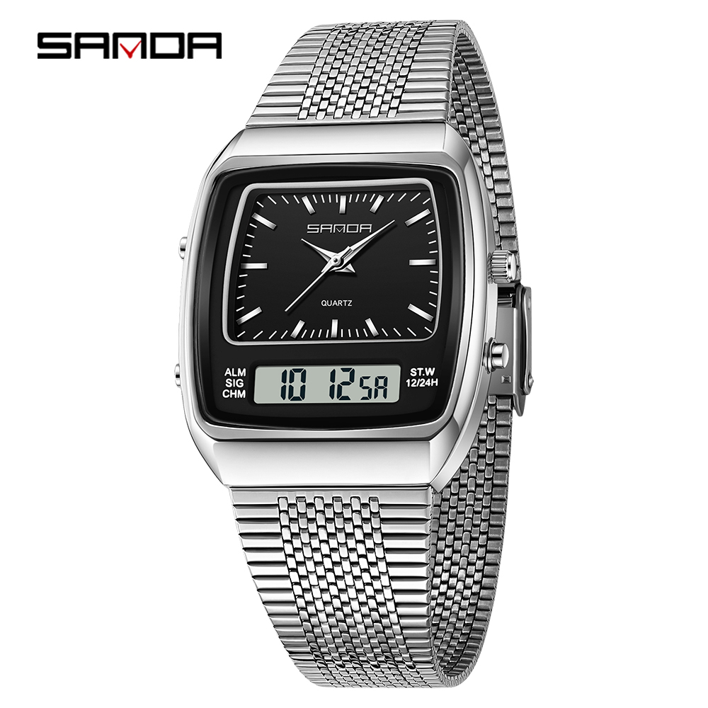 Women Fashion Zone - SANDA 3393, модные электронные кварцевые часы,