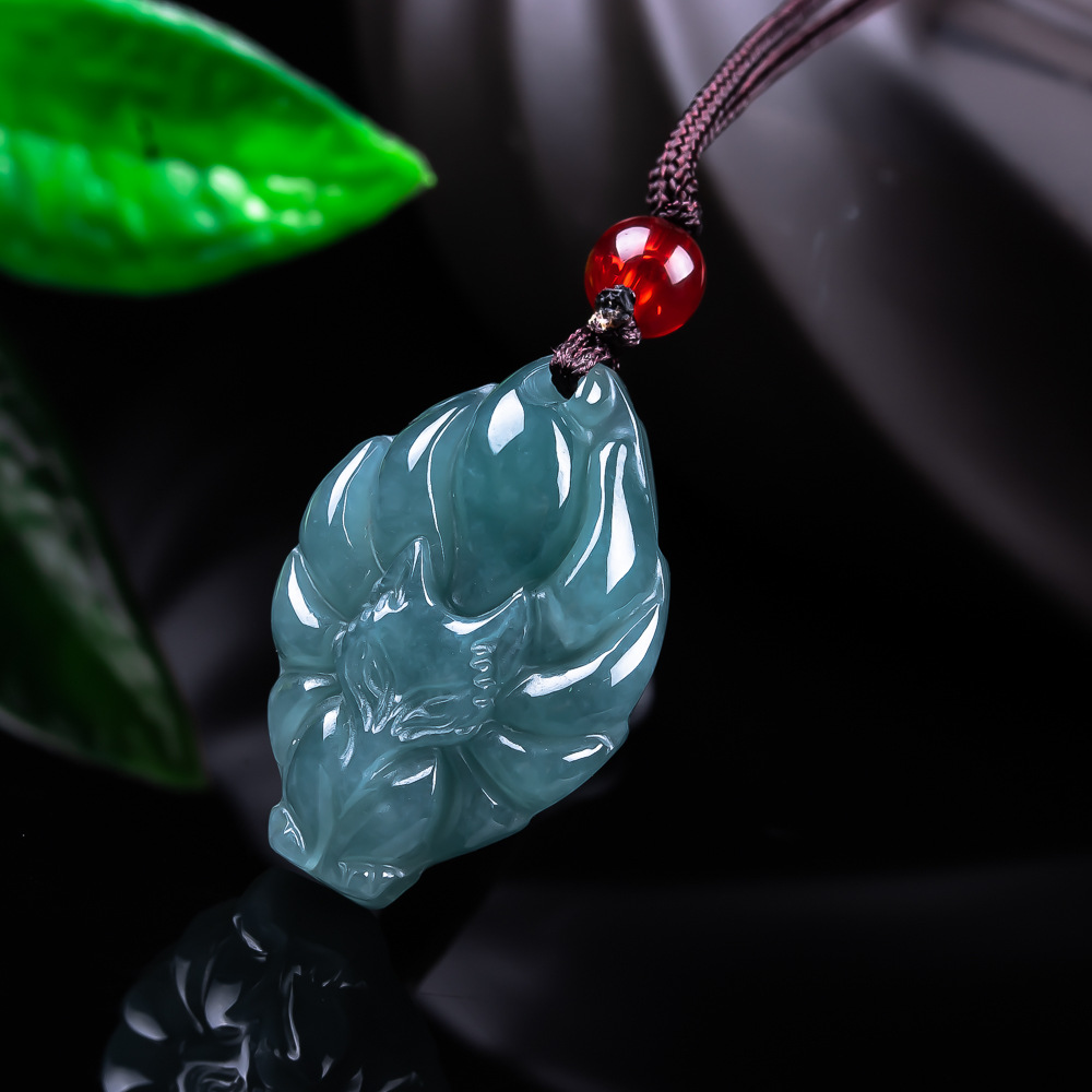 Women Fashion Necklace - Натуральный бирманский нефритовый кулон-лиса, винтажные аксессуары,