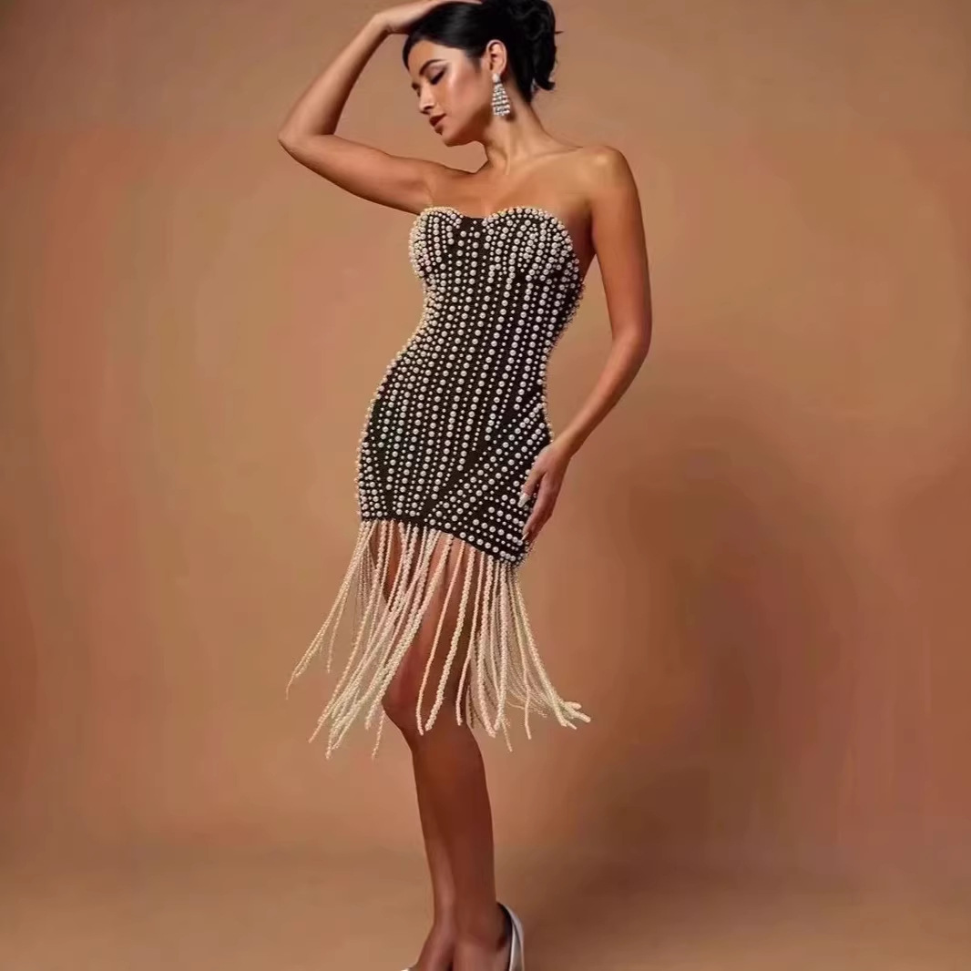 Women'S Fashion Dresses Images - Сексуальное короткое платье без бретелек, облегающее