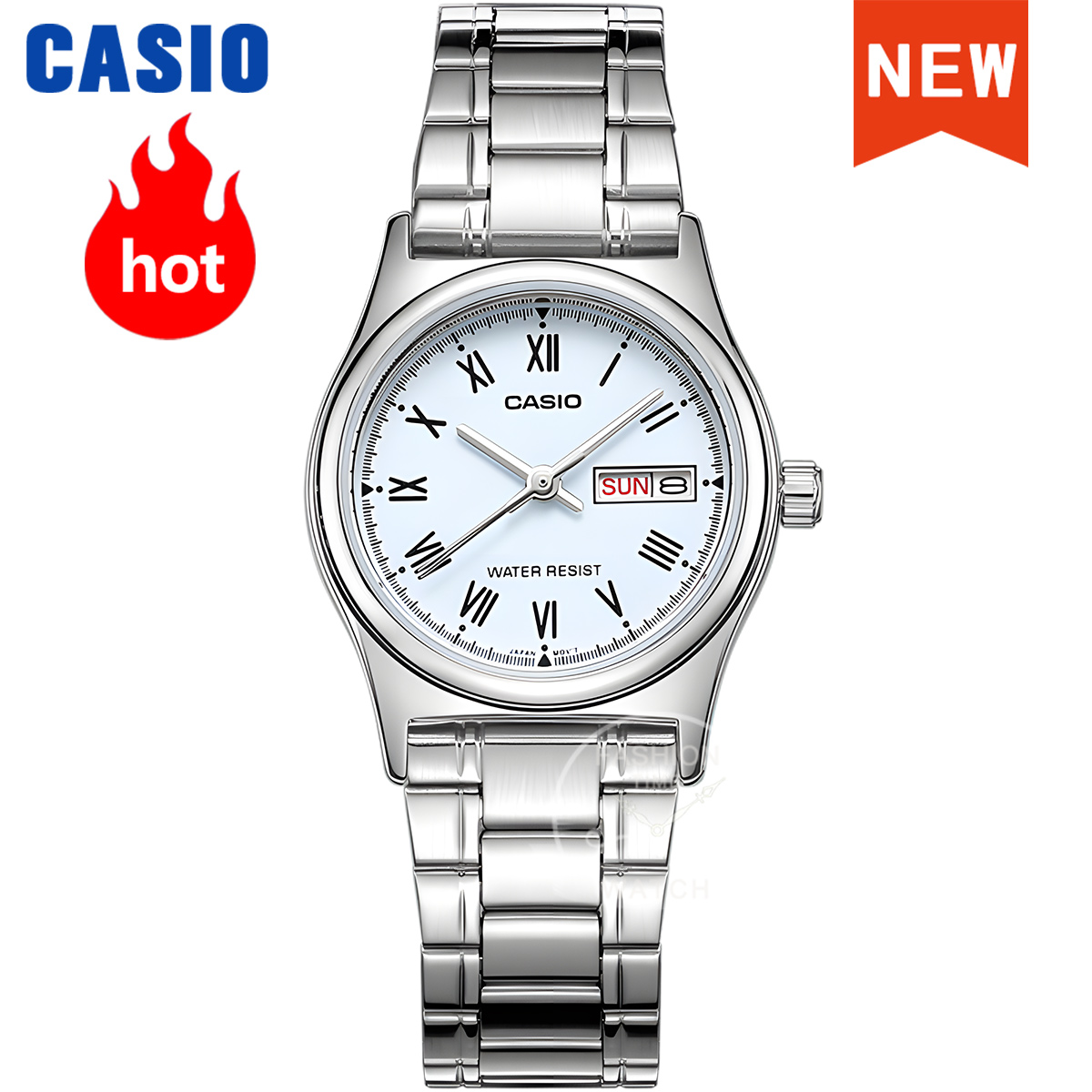Women Fashion Zone - Женские часы Casio LTP-V006D-2B, водонепроницаемые, кварцевые,
