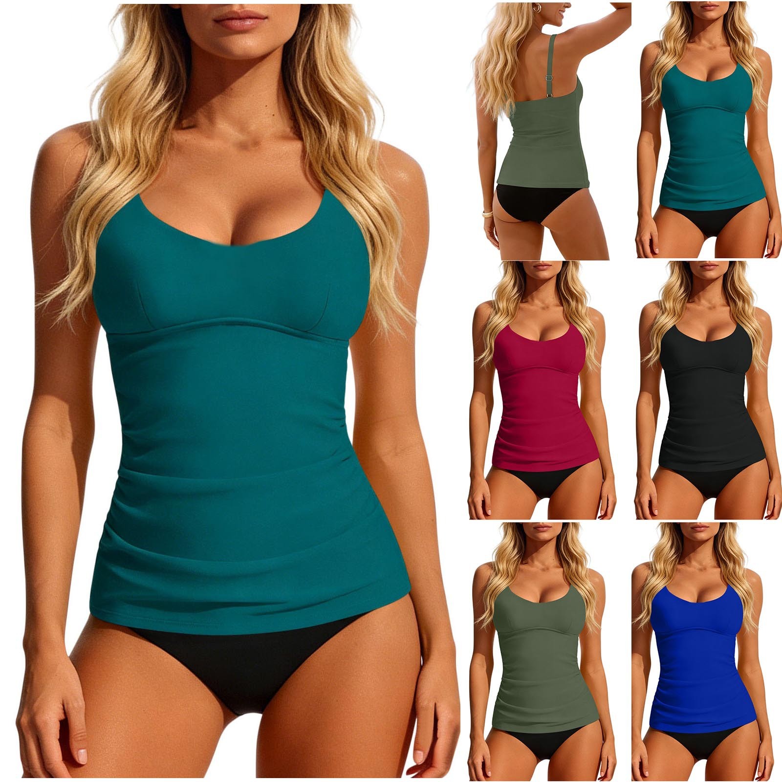 Crop Top Women - Женский раздельный купальник-танкини 2026 года, бирюзовый,