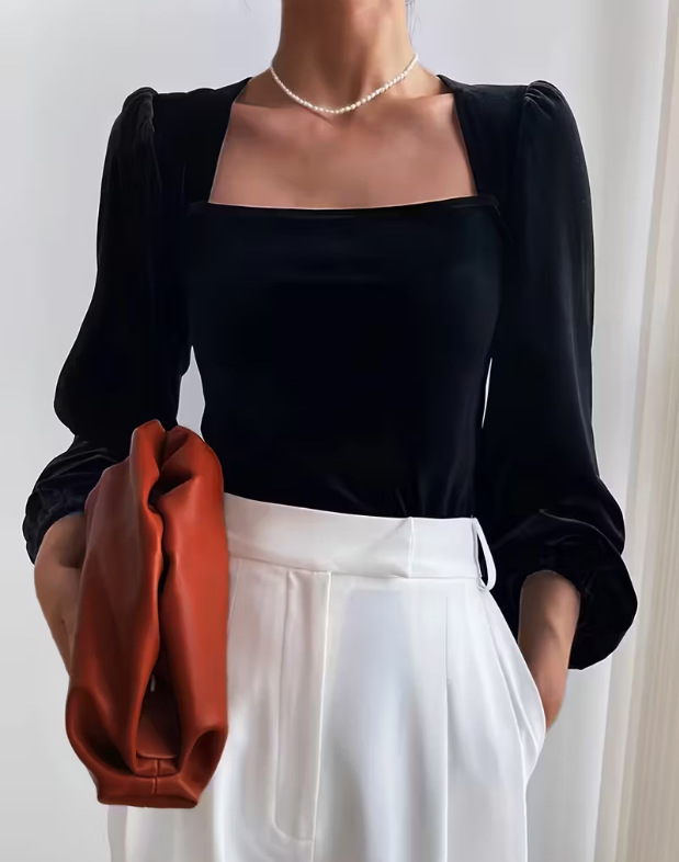 Женская черная бархатная блузк – обзор и цена Crop Top Women
