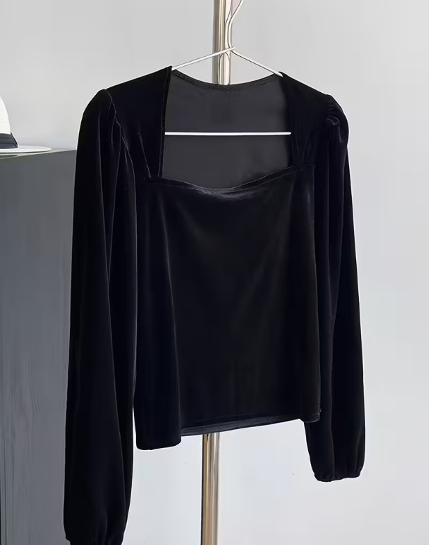 Женская черная бархатная блузк – обзор и цена Crop Top Women