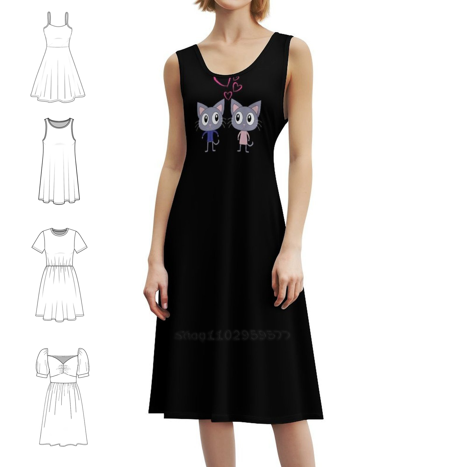 Платье-халат с милыми кошками  – обзор и цена Smocked Dress Women