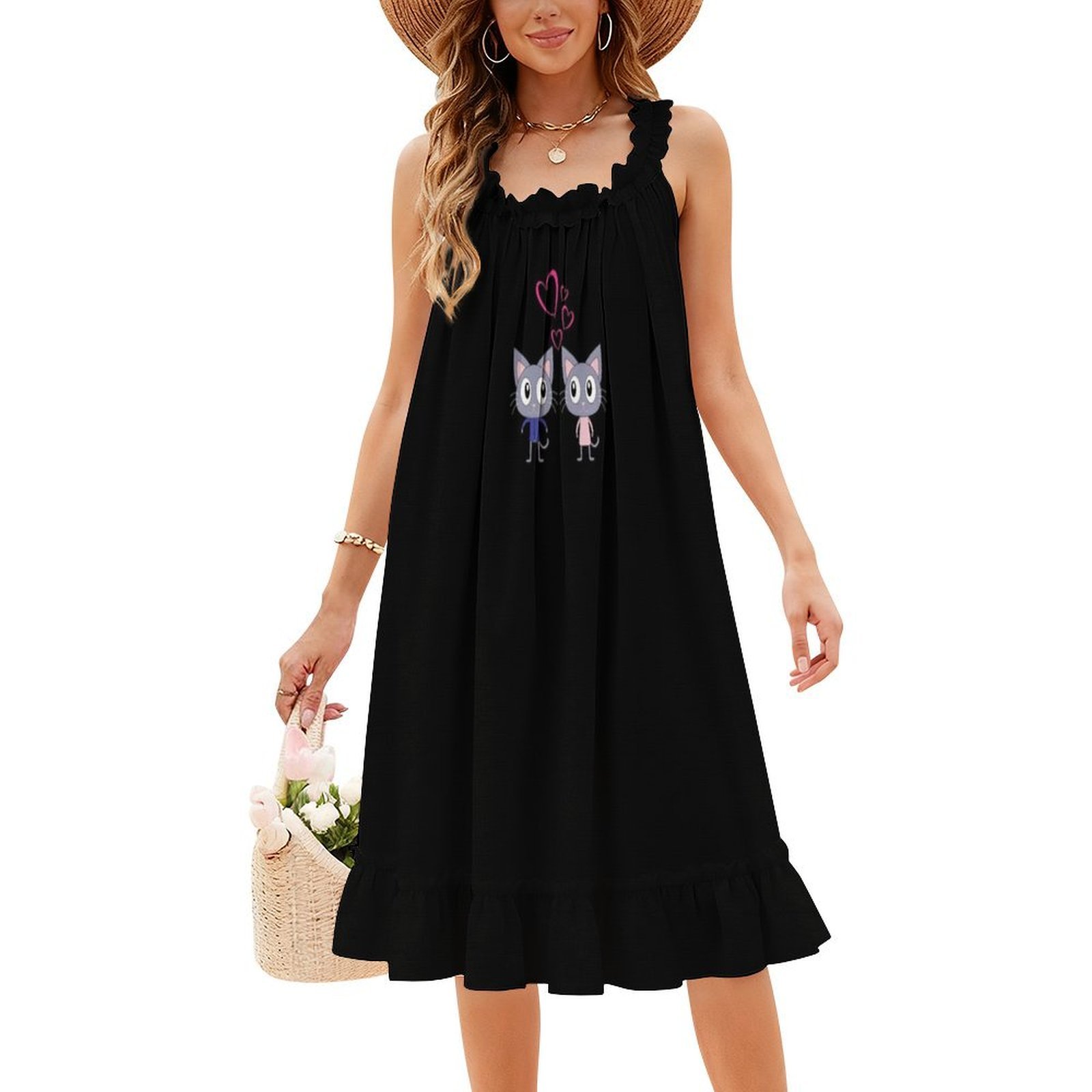 Платье-халат с милыми кошками  – обзор и цена Smocked Dress Women