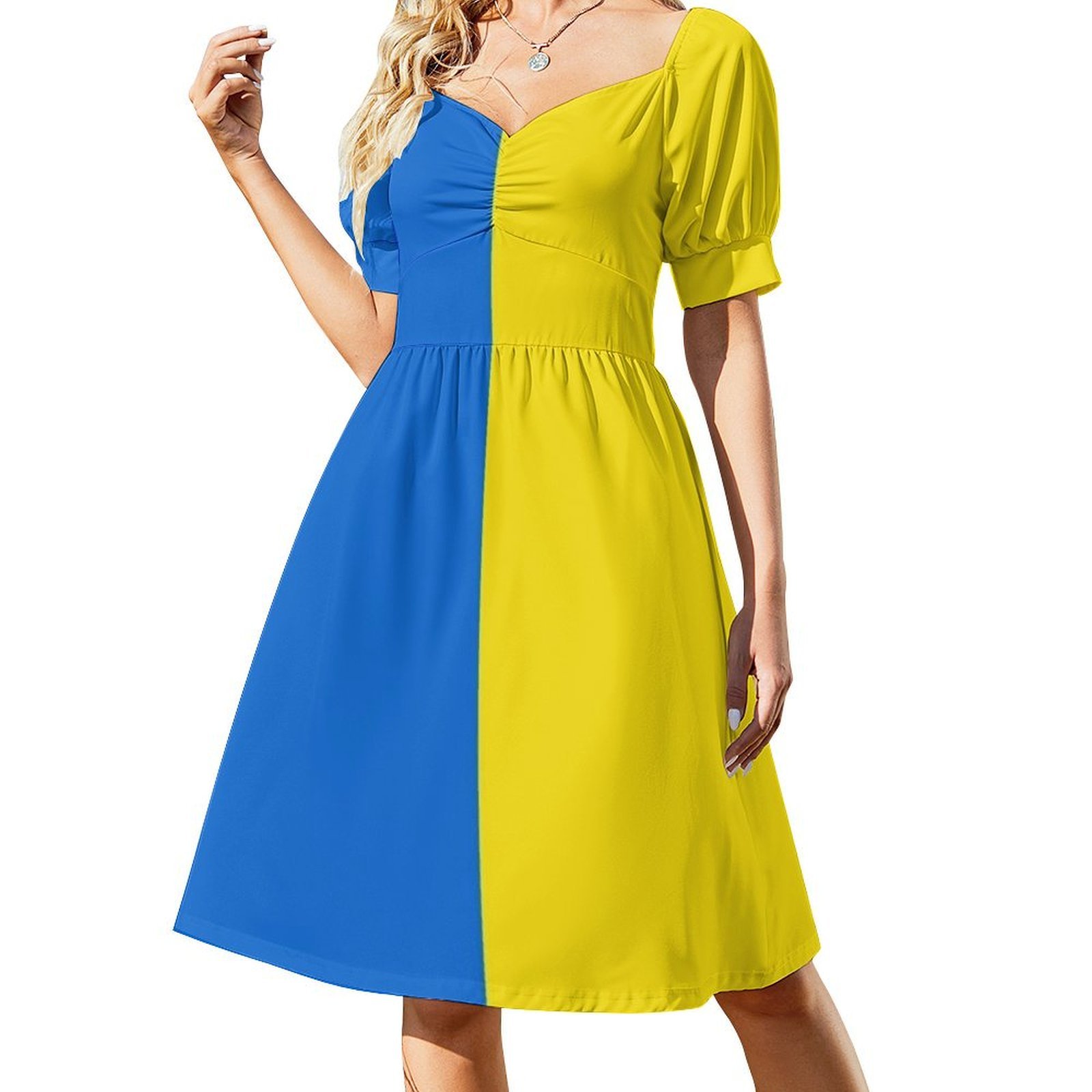 Платье-халат с украинским флаг – обзор и цена Smocked Dress Women